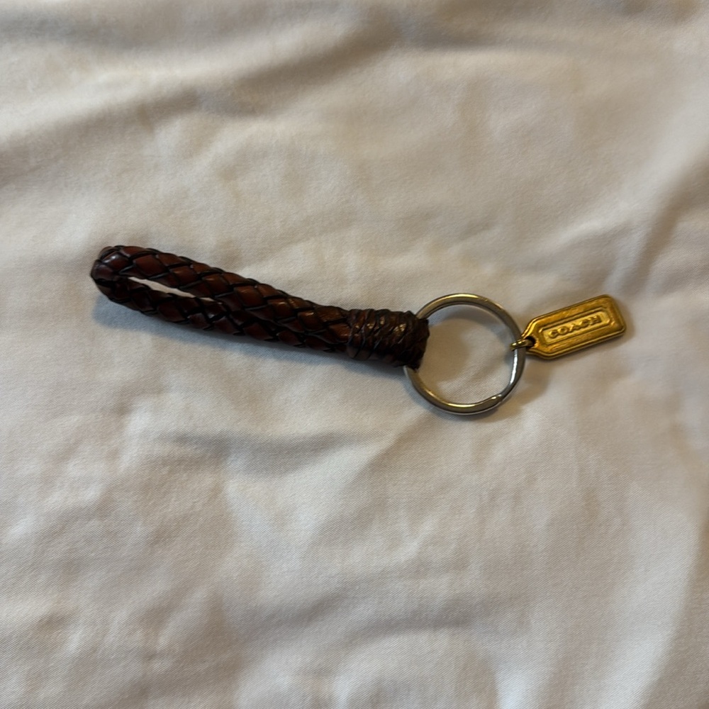 Coach Dark Brown Braided Leather Key Holder - Picture 2 of 2